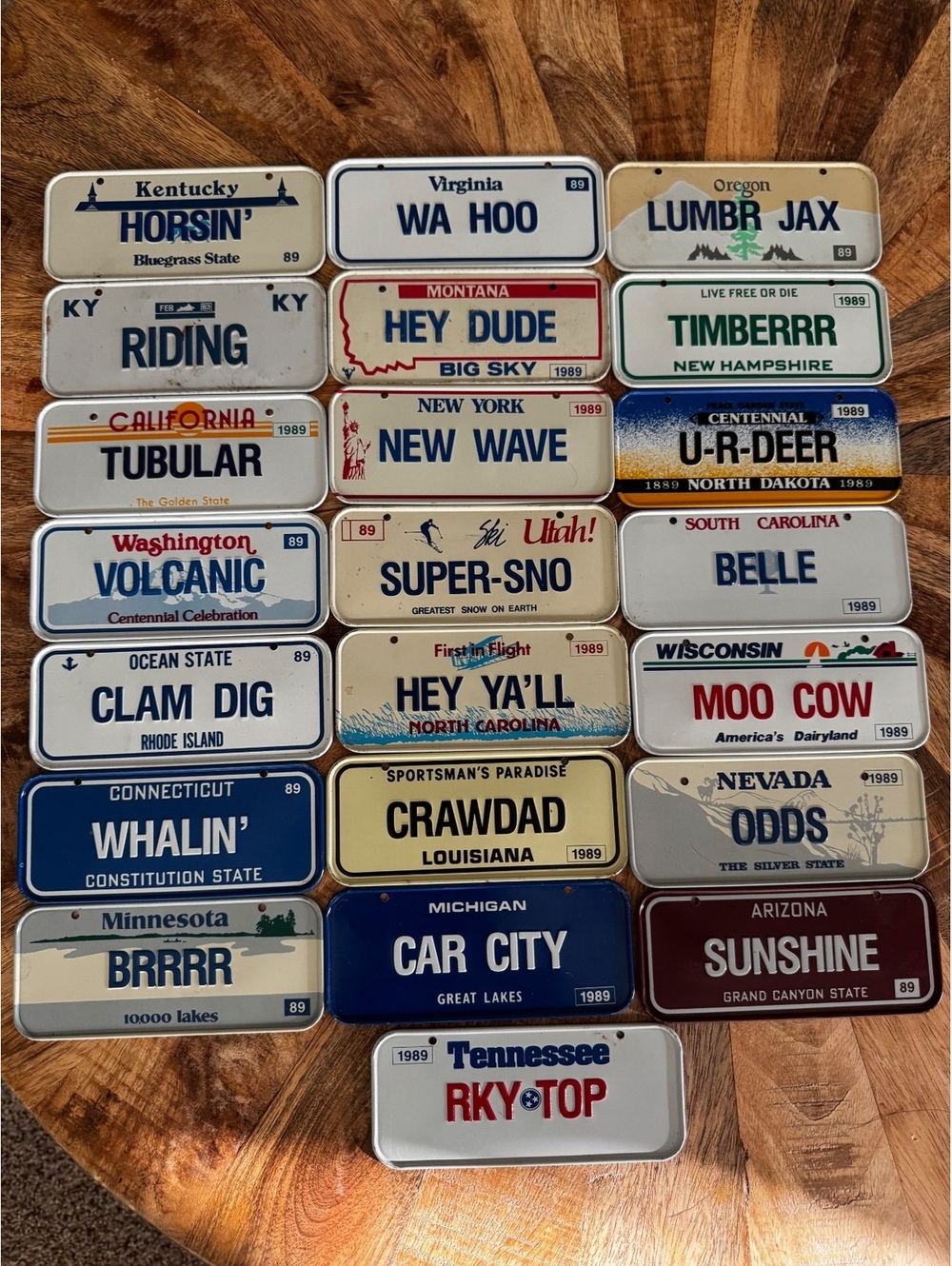 1989 Novelty Mini License Plates Lot (22 Pieces) – Retro State Vanity Plates